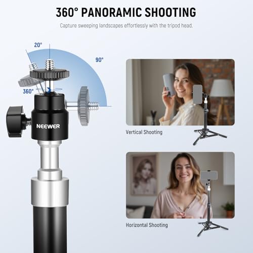 NEEWER Webcam Stand Tripod for Desk, Mini Desktop Tripod with Cell Holder Compatible with Logitech Anker Emeet Webcam Ring Light for Video Recording Live Streaming Zoom Call, Max Load 2.2lb/1kg, ST45B by NEEWER - Image 4
