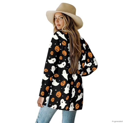 Image of Cardigan Sweaters for Women Long Sleeve Cardigan Soft Drape Open Front Fall Dusters V-Neck Jackets Dressy Loose Coat