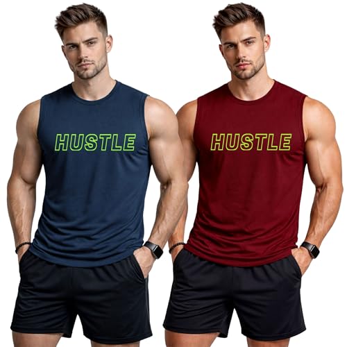 Image of 3Colours RGB Men's Active Wear Sleeveless Tank top, Gym Vest, Leisure wear CCUT Hustle