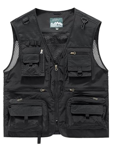 Image of Men's Lightweight Mesh Fishing Vest Utility Outdoor Multi-Pocket Hunting Cargo Vest