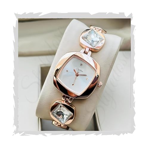 styledose Luxury Dial in Square case with Ston Studded brecelet Strap Quartz Analogue Wrist Watches for Women’s & Girls&Miss&Ladies