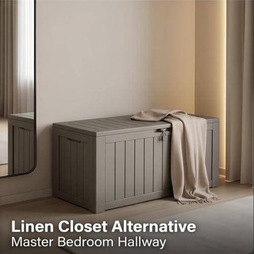Image of The Artment Grey StorraDeck 272 Ltr Storage Box - Waterproof, UV-Resistant Resin Deck Box with Lockable Lid for Indoor & Outdoor Multipurpose Use | Durable Storage for Balcony, Hall, Garden & Patio