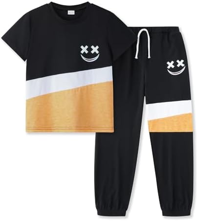 Size 5-13 Years Boys Summer/Spring Outfits Set Short Sleeve T-Shirt & Pants Kids Boys Fall Fashion Clothes Sets