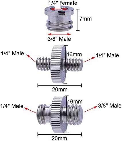 Sunmns 1/ 4 inch and 3/ 8 inch Converter Screw Adapter Mount Set for Camera/ Tripod/ Monopod/ Ballhead/ Light Stand