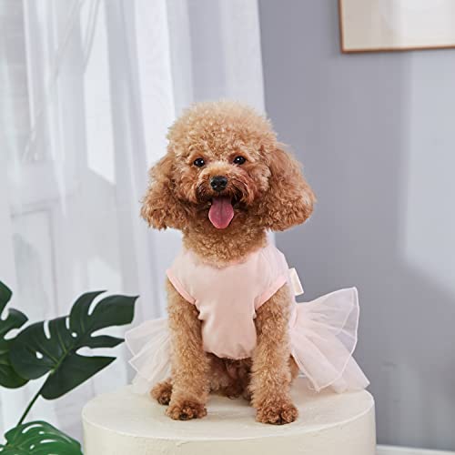 Dog Lace Gold Glitter Dress Princess Tutu Skirt For Small And Medium Girl Dogs Pet Birthday Wedding Bride Party Photography Christmas Halloween(Brithday Gril-Pink,Medium) #TOP4