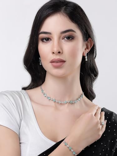 Juego de joyas con circonitas cúbicas juego de pendientes y collar plata S 5
