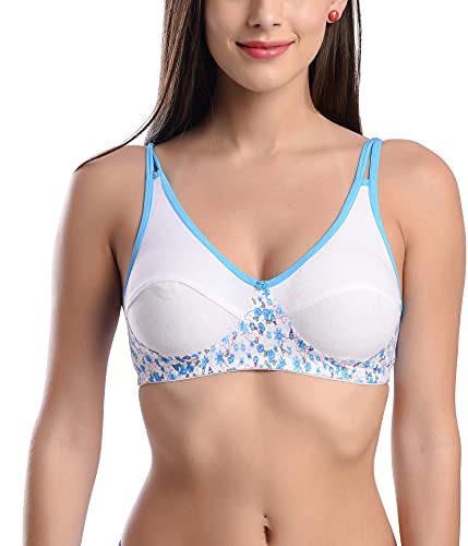 Image of StyFun Women's Non-Wired Bra, Non-Padded, Full Coverage Bra, Cotton Bra, Everyday Bras, Cup-B, Multicolor, See Main Image to Check How Many Bras You Will Get
