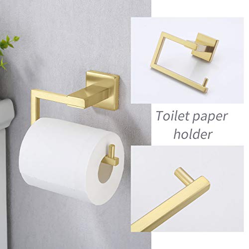 Kes Bathroom Accessories Set Toilet Paper Holder Towel Ring Sus304 Stainless Steel Rustproof 2-Piece Modern Wall Mount Brushed Gold Finish, La24Bz-21 #TOP2