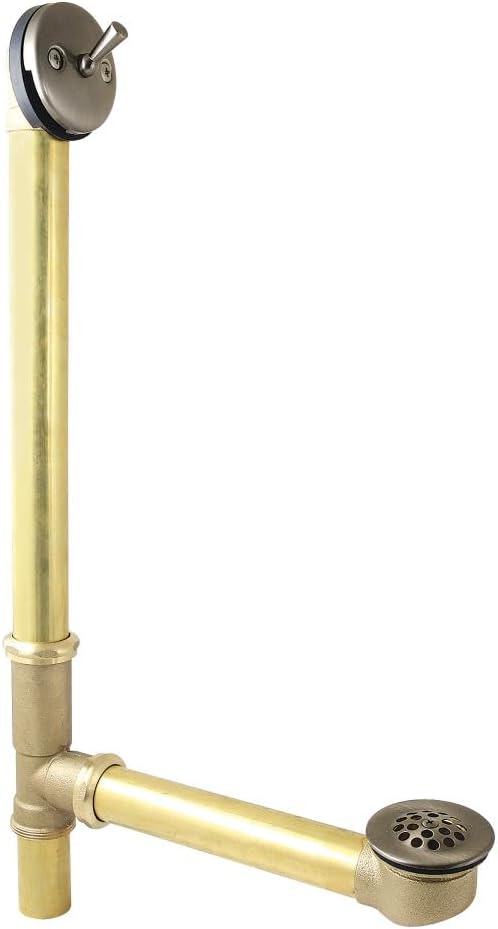 Kingston Brass DTL1203 25-Inch Trip Lever Waste and Overflow with Grid, 20 Gauge, Antique Brass