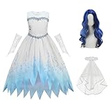 Zombie Bride Costume for Girls Halloween Dress up Outfits With Wigs and Hair Accessories (120(5-6T))