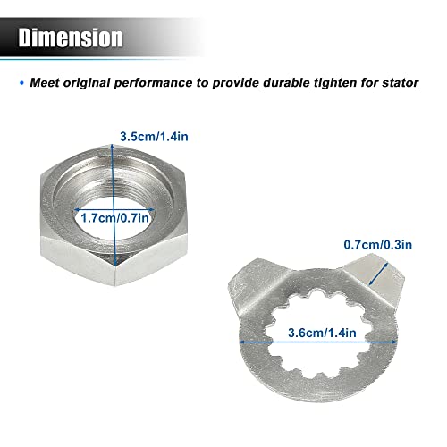 Motoforti 2pcs Front Sprocket Holder Lock Nut & Bolt Washer 13 Tooth For Yamaha 660R YFM660R 2001-2005 ATV 90179-18020 90215-21256 Metal Silver Tone - Image 7