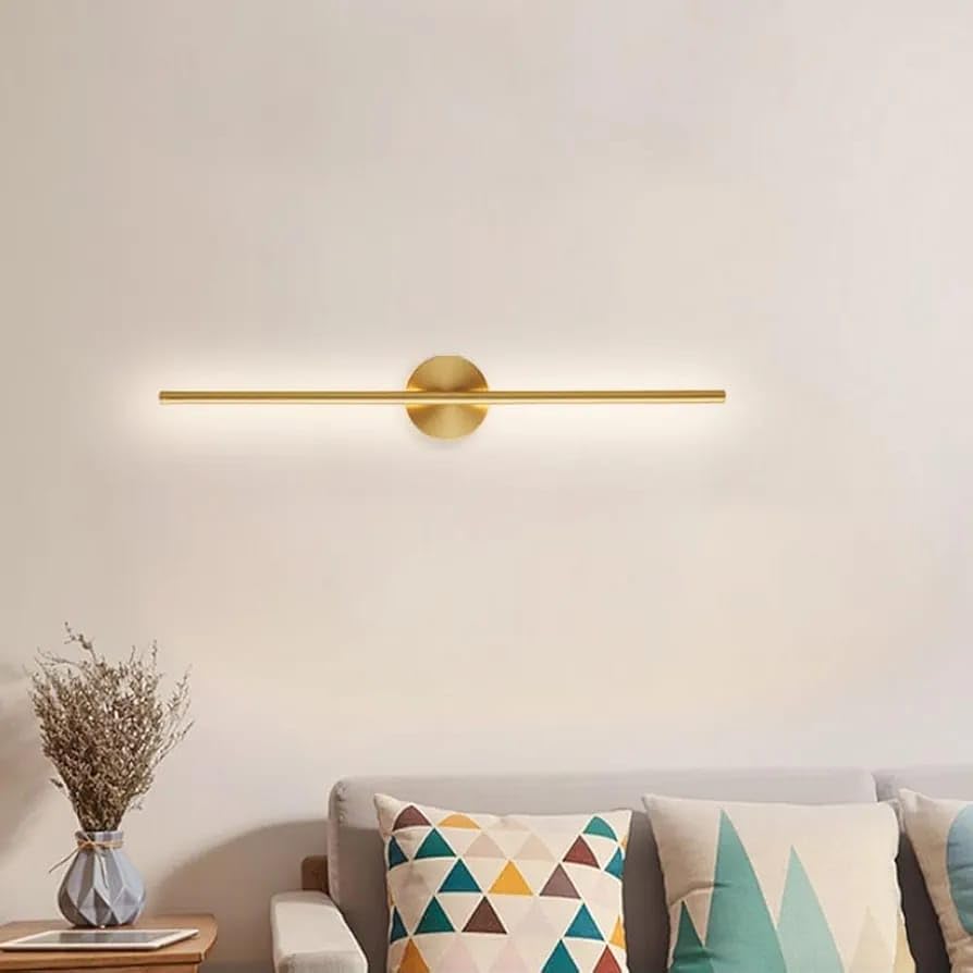 Image of Glowave Modern 600mm LED Long Tube Center Base Wall Light - Tricolour | Warm White, White, Natural White | (Golden)