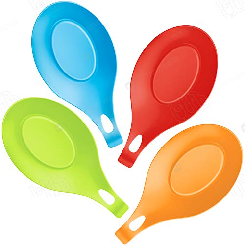 HoShip Silicone spoon rest Kitchen Silicone Spoon Holders set of 4 (Colorful)