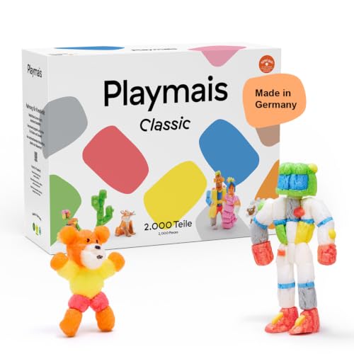 Playmais Classic 2000 Teile | Bastelset | natürliches Spielzeug | inkl. Schwämmchen, Bastelmesser | ab 3 Jahren