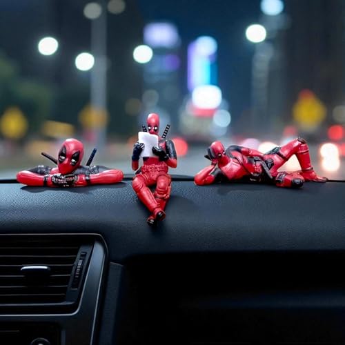 Image of PVC Action Figure Set of 3 Desk Display for Office & Car Dashboard Decoration Red Suit Edition Premium Detailing car Accessorie, (3 Pcs)