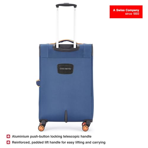 Image of WENGER Fiero-Pro Medium Softside Suitcase, 69 litres, Blue /Orange, Blend of Style & Function, 612103 Swiss Designed - Polyester, Spinner