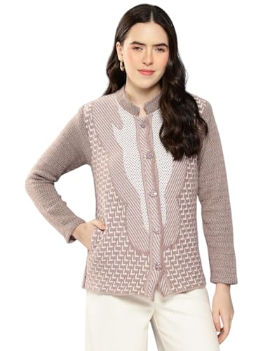Image of Aarika Womens Winter Wear Green Colour Zig Zag Woolen Cardigan