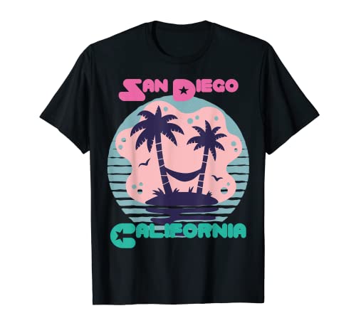 Surfing San Diego Vacation California Palm tree Beach Ocean T-Shirt