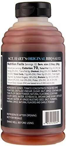 SGT. Hart’s Original Flavor BBQ Sauce - 22.04 OZ | Barbecue Sauce for Chicken, Beef, Pork, Seafood, Noodles, Burgers, Ribs, Grilling & Wings