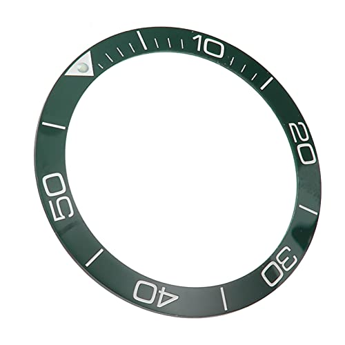LJCM Insert de Lunette de Montre, Anneau de Lunette de Montre, Figure Transparente élégante pour Magasin de Montres de 38,6 Mm (Caractère Blanc Dos Vert) – vue 3