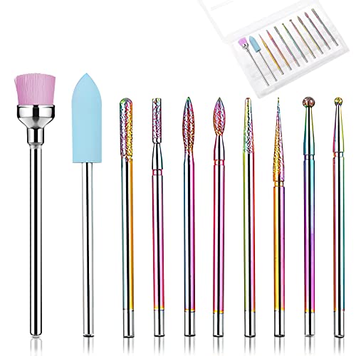 DAWRIS 10 Piezas Fresas para Torno Manicura, Broca Manicura Ideales Tungsteno Fresas Uñas Brocas para Quitar de Uñas Gel y Cutículas Cover