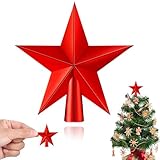 Mini Albero di Natale Topper Puntale Puntale per albero di Natale a Forma di Stella, per Decorazione Albero di Natales (Rosso K)