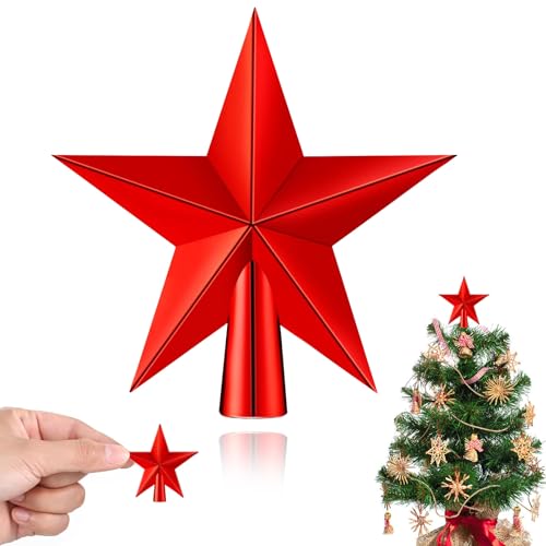Estrela árvore Natal mini estrela de Natal Topper de árvore ornamentos para taça de árvore para decoração de árvores de Natal (vermelho K)