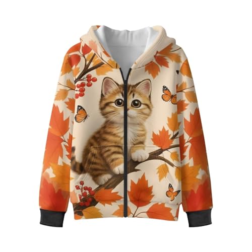 Sweatshirts for Teen Girls Zip Up Hoodie for Kids Toddler Jackets for Girls Thermal Clothes with Pockets Winter 6-164