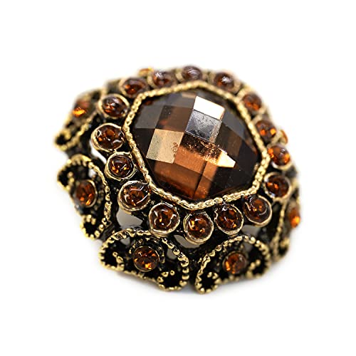 Craftisum 10 Pcs Orange Rhinestones Inlaid Retro Round Octagon Metal Shank Sewing Coat Buttons -25Mm -1" #TOP2