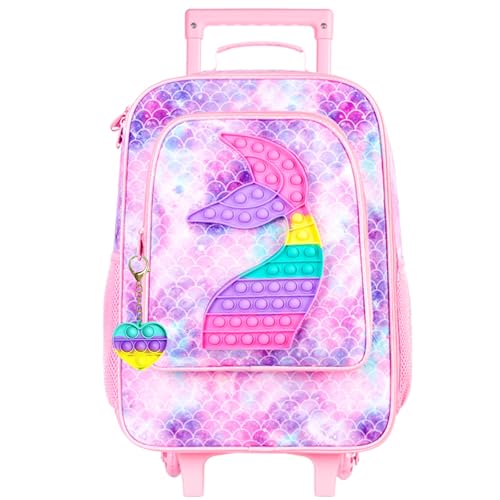 Image of CCJPX Kids Luggage for Girls, Cute Mermaid Suitcase Rolling with Wheels, Travel Carry on for Children Toddler Elementary - Pink