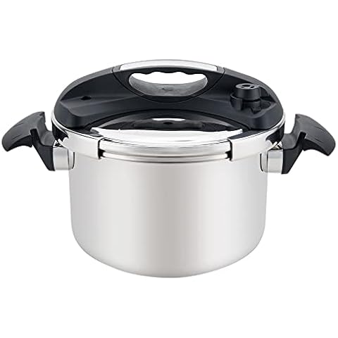 Alpine Cuisine Stainless Steel Pressure Cooker, for All Cooktops, Stove Top Pressure Cooker Used for Pressure Foodie or Steaming, Compatible with Gas & Induction Cooker, Dishwasher Safe (7 Liters) Cover
