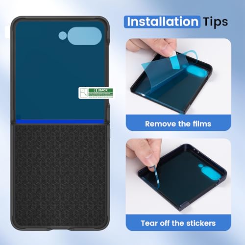 Image of Ruky for Z Flip 7 Case Built-in with Privacy Screen Protector, Black | Support Wireless Charging, Full Body Cover Shockproof Hard PC Ultra-Thin Phone Case for Samsung Galaxy Z Flip 7, Black