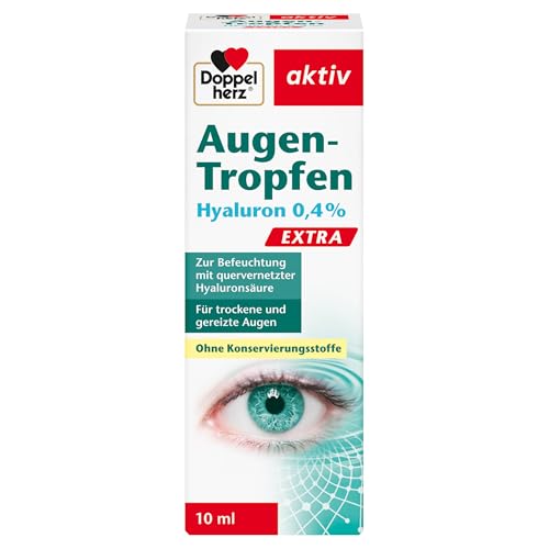 Doppelherz Augen Tropfen Hyaluron 0,4 Prozent - Medizinprodukt mit lindernder Wirkung bei trockenen und gereizten Augen - 10 ml sterile Lösung