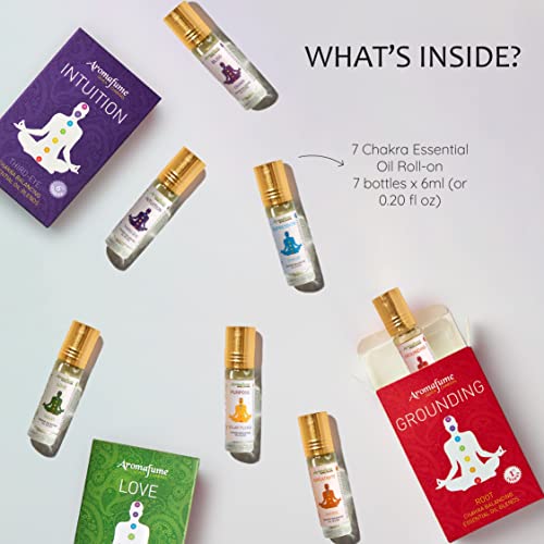7 Chakra Essential Oil Blend Roll-On Set By Aromafume | 7 X 6Ml | 1 X Sahasrara, Ajna, Vishuddha, Anahata, Manipura, Swadhisthana, Muladhara | Yoga, Meditation, Chakra Healing & Alignment #TOP1