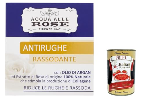 Acqua alle Rose Crema Viso Antirughe con Olio di Argan e Estratto di Rose Crema facial antiarrugas con aceite de argán y extracto de rosa 50 ml + Polpa italiana Gourmet 400 g