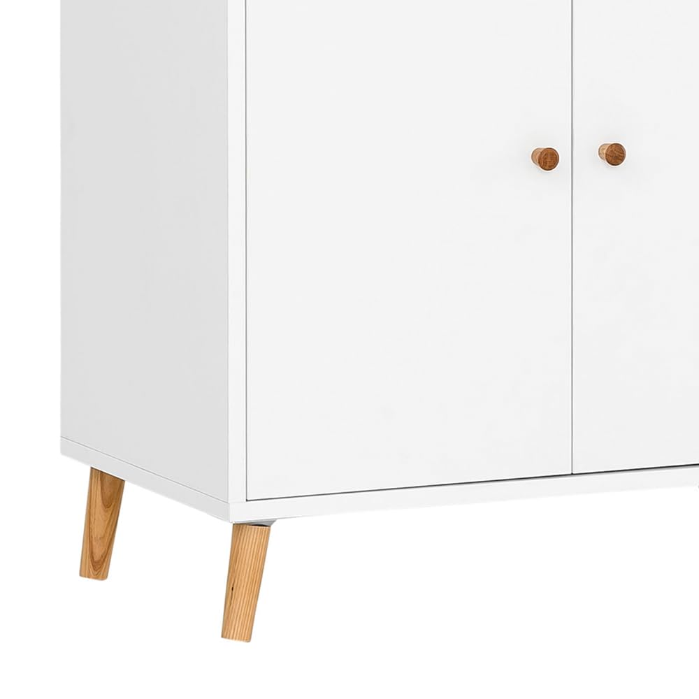 Lomadox Sekretär in weiß mit Knopfgriffen aus Massivholz, B/H/T: ca. 65,2/101,7/39 cm