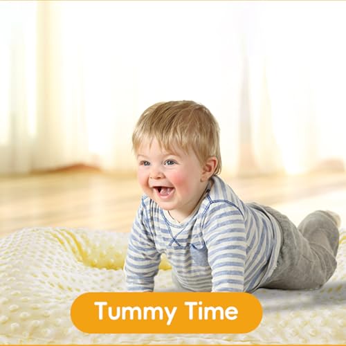 Image of Baby Lounger for Newborn,Baby Play Mat Tummy Time Soft and Breathable Cotton for Playtime & Learnning,Babies Essentials Gifts Home Travel 0-12 Months(Yellow Bean)