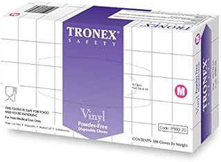 TRONEX- Vinyl Disposable Gloves, Powder-Free, Food Safe, Extra Strength, White (Large, Box of 100)