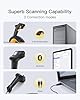 Inateck Scanner Codici a Barre Wireless 2D con Schermo, Doppio Sensore CMOS e CCD per Codici Lunghi e Sfocati, Lettore QR Bluetooth con Base di Ricarica, Tastiera per Impostazioni, Supporta App SDK