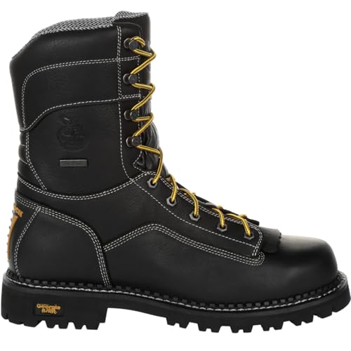 Georgia Boot AMP LT Logger Composite Toe Waterproof Work Boot, Black, Size 8(M)