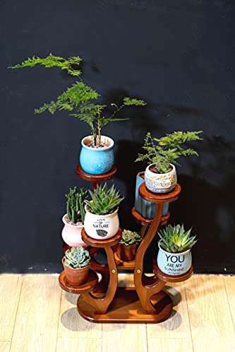 Plant Stand, Bamboo Potted Plant Stand, 8-Pallet Assembled Flower Stand, Desktop Window Sill Corner Small Flower Pot Display Stand(Color Brown) #TOP5