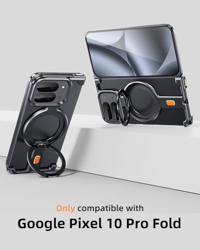 Coque Google Pixel 10 Pro Fold bumper aluminium OATSBASF avec béquille 360 noire