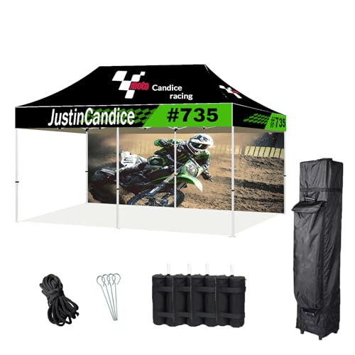 Custom Canopy Tent with Logo, 10X20 FT Personalized Pop Up Canopy with Wall Options for Farmers Market Business Trade Show
