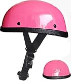Motorcycle Half Helmet, DOT Approved Adult Men Women Retro Open Face Bike-Helmets, Bicycle/Skateboard Helmet for Adults, Bike, Skate, Scooter, Longboard Half Shell Helmet (Pink, Large)