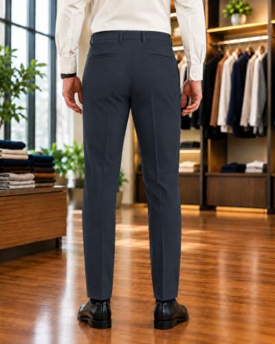 Image of SaintX Men's Premium 4-Way Stretchable Formal Summer Pants | Stylish Slim Fit Multi-Purpose Athleisure Trousers | Business Casual Office /Anytime Wear | Ultra Soft Feather Touch Sunscreen Fabric