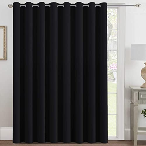 Image of H.VERSAILTEX Blackout Patio Curtains 100 x 102 Inches for Sliding Door Extral Wide Blackout Curtain Panels Thermal Insulated Room Divider - Grommet Top, 8.5' Tall by 8.3' Wide - Jet Black
