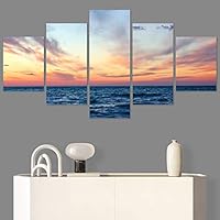 SIGNWIN 5 Panel Canvas Wall Art Modern Art Coastal Colorful Multicolor Photography Romantics Sunset for Home Decorations Ready to Hang - 60