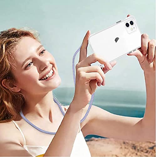 Zhiyiwu Compatible With Iphone 14 Case Clear Crystal Transparent Cell Phone Shockproof Adjustable Removable Crossbody Shoulder Nylon Strapultra Slim Thin Flexible Soft Tpu Mobile Phone Cover Shock #TOP5