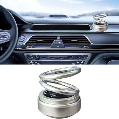 Portable Kinetics Molecular Heater, Solar Rotating Aromatherapy Ornament, Double Ring Suspension Car Air Freshener, Mini Heater for Vehicles (Silver)