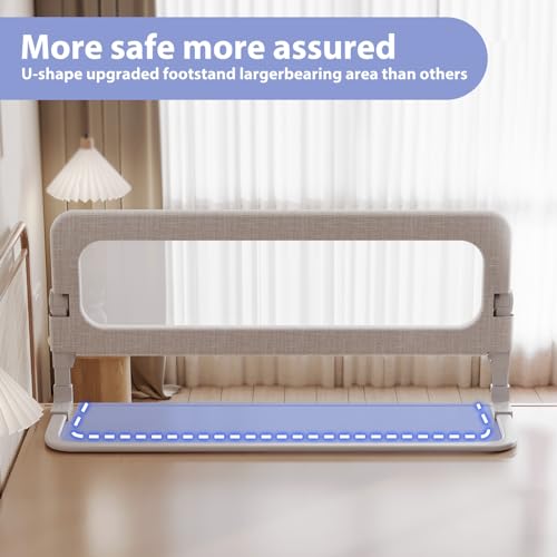 Toddler Bed Rail Guard for Baby - Toddlers Bed Rail for Queen Full King Twin Crib Bunk Size Bed Adjustable Heights & Foldable Portable Bedrail Extra Tall Child Safety Side Railing Guards for Kids(59\") - Thumbnail 7
